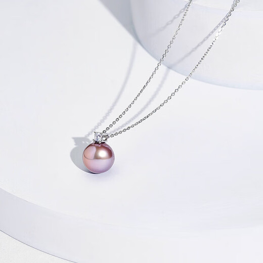 Princess of Tahiti Pearl Pendant 18K Gold with Moissanite Diamond 11-12mm Purple Edison Pearl Necklace Gift