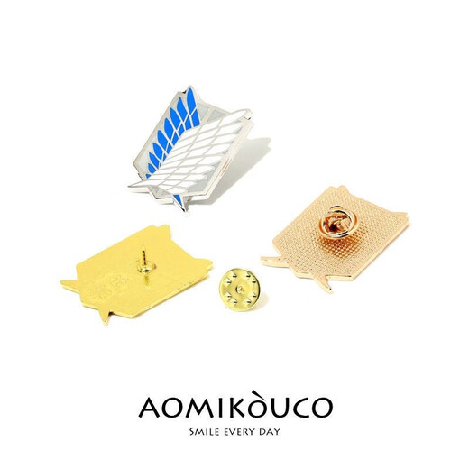 Attack on Titan peripheral brooch ins Wings of Liberty cartoon cute Japanese Survey Corps metal badge pin Wings of Liberty-silver blue