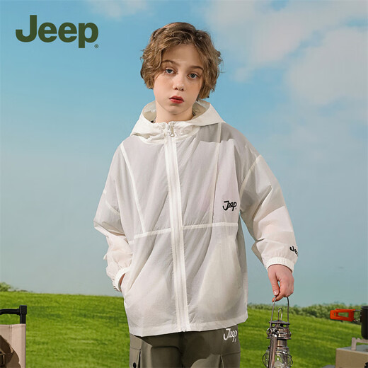 Jeep children's clothing children's sun protection clothing 2025 summer new style lightweight breathable ice silk baby sun protection clothing for boys and girls white 150 cm