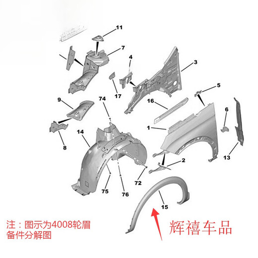 工马适配标致4008 5008 天逸C5轮眉前轮轮眉后轮轮眉车轮防擦条原厂 标致4008 右前 普通版