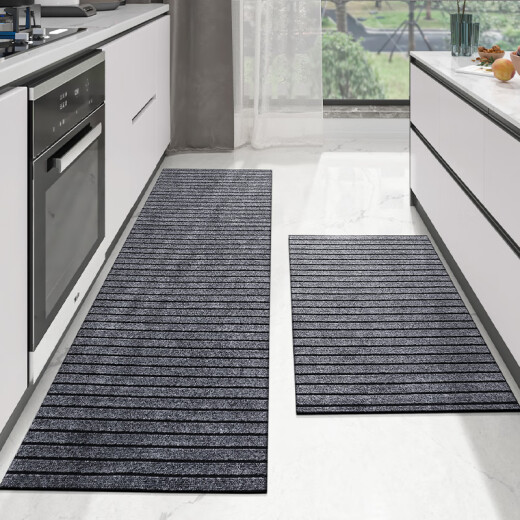 Dajiang kitchen floor mat is waterproof and oil-proof and can be scrubbed 50x80cm+50x160cm set striped gray