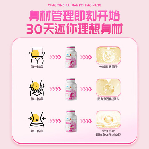 Tongrentang slimming capsules for men and women to quickly reduce belly fat, thigh fat, weight loss and body shaping 30 capsules/bottle