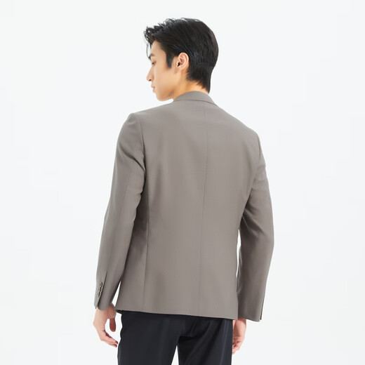 利郎青年商务男装【50%绵羊毛】西服男肌理提花休闲西装外套Q5CDX09 灰咖 170A