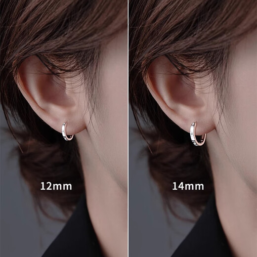 DAISY DREAM999 pure silver ear piercing earrings for women, plain hoop earrings for sleeping, no-removal earrings, simple and high-end earrings, earrings, 14mm flash diamond earrings, 999 silver