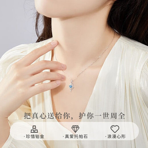 Duofei Platinum Necklace for Women Moissanite Light Luxury Jewelry Christmas Birthday Gift Anniversary for Girlfriend and Wife Platinum Topaz Necklace Can Be Engraved