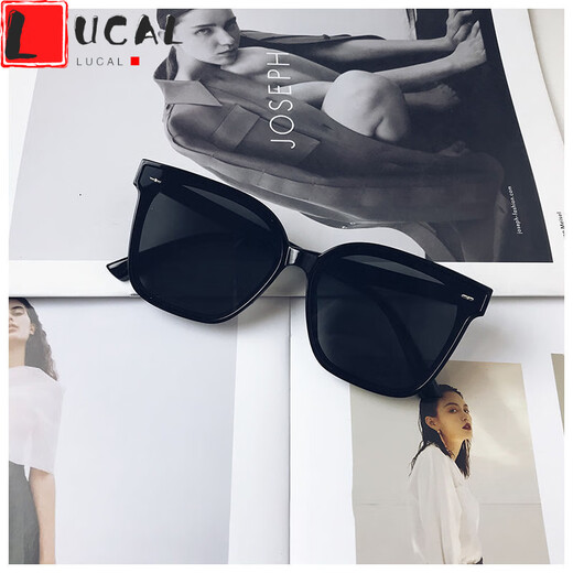 LUCALY new product yellow sunglasses retro transparent yellow sunglasses men's trendy brand internet celebrity driving big face glasses women's sunglasses New Year's gift upgraded version high definition off-white frame black film