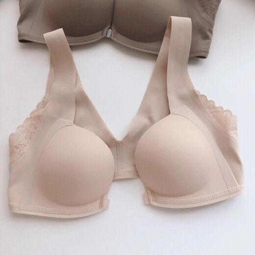 KJ Brand Front Button Bra Underwear Women's Small Breast Gathering No Wires Adjustable Secondary Breast Holding Seamless Bra Set Color Single Bra L 36/80AB Through Cup