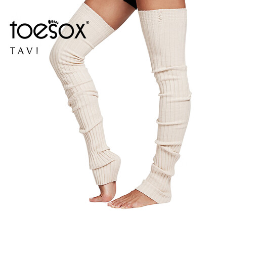 Toesox over-the-knee long yoga socks piled with anti-slip socks Pilates leg socks fitness leg socks Tavi co-branded soft pink one size fits all (81~83cm)