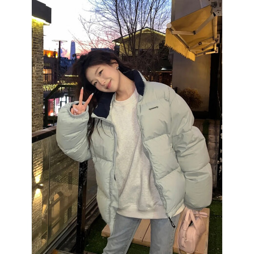 Yanlifen (yanlifen) down jacket women's short 2025 winter new thickened small down jacket women's cotton coat gray blue S 85-105Jin Jin equals 0.5 kg