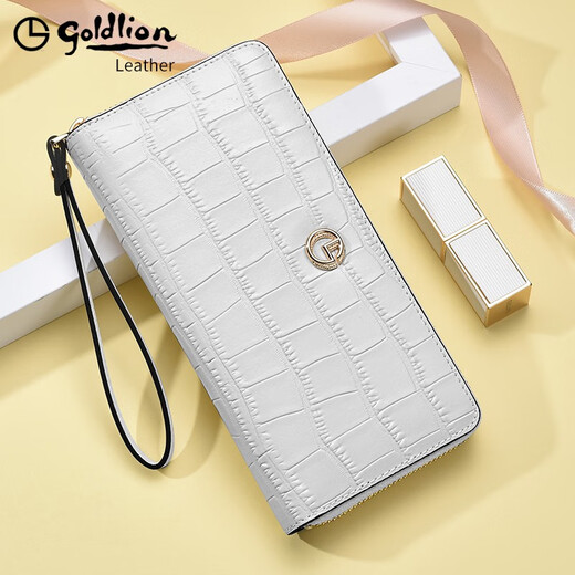 Goldlion Ladies Clutch 2025 New Fashion Long Wallet Multifunctional Light Luxury Women's Bag Women's Day Gift White