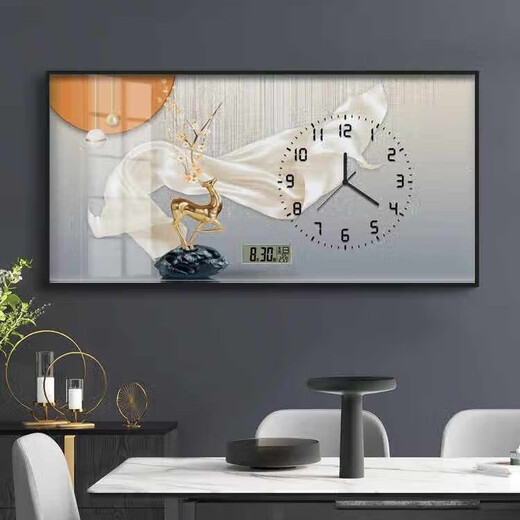 Aohan Perpetual Calendar Large Size Electric Meter Box Decorative Painting with Clocks and Wall Clocks Modern Light Luxury Cover Distribution Box Clocks and Hanging Paintings JD121.28 Perpetual Calendar + Watches 80*40 (Cover 70*30) Release cover/Support pole black frame