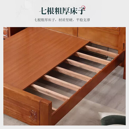 Longwei 12-hour delivery Foshan golden rosewood solid wood bed master bedroom king bed 1.8 meters 2 meters double bed rosewood single bed upgraded thickened bed 1.8*2.0 meters frame style (full bed + full mortise and tenon)