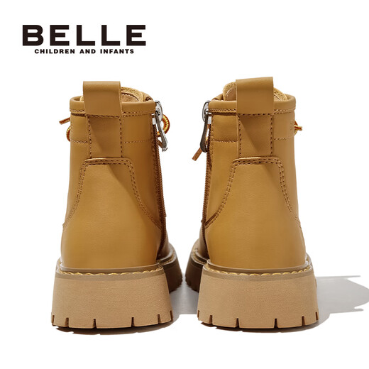 Belle Shoes for Girls' Evergrande Martin Boots 2023 Winter Plus Fleece Warm Short Boots Boys Big Yellow Boots Children's Baby Boots Obsidian Black 26 Foot Length 15.8-16.3cm