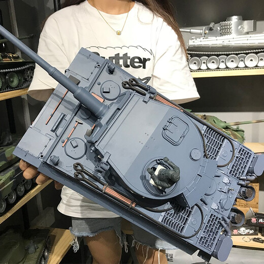 恆龍大型德国虎式遥控坦克汽车模型战车儿童玩具模型金属履带男童礼物 专业进阶版(全金属轮+炮管伸缩） 1800毫安电池