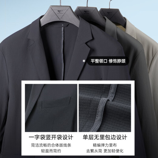 七匹狼西服男【黄宗泽同款】【可机洗四面弹】2025春夏凉感休闲西装便西 002(黑灰) XL 175/92A