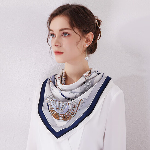 Shanghai Story (STORY Of SHANGHAI) Silk Scarf Female Spring Mulberry Silk Scarf Big Square Scarf Mom's Birthday Gift Pirate Ship Blue