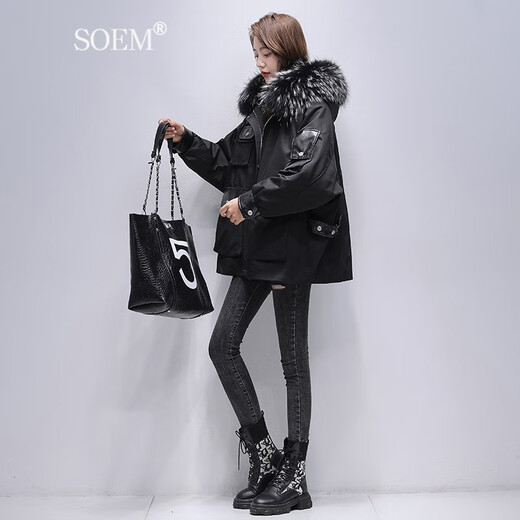 SOEM One-piece, Three-Wear Parka Women's 2025 New Fur Jacket Women's Short Small Rex Rabbit Fur Liner Military Green XL 130-150Jin Jin is equal to 0.5 kg SOEM One-piece, Three-Wear Parka Women's 2025 New Fur Jacket Women's Short Small Rex Rabbit Fur Liner Military Green XL 130-150Jin Jin is equal to 0.5 kg