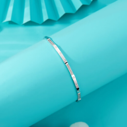 Yuan Shengfu's new PT950 fine square braided platinum bracelet, fashionable women's platinum bracelet, women's model, 4.96 grams, length 16-18cm adjustable