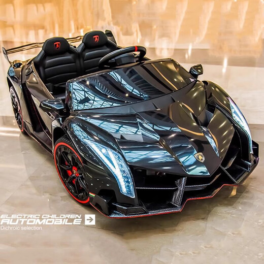 Xiaoyingxing [Lamborghini autorizado] Los juguetes de automóvil de automóviles de cuatro ruedas para el automóvil remoto de las cuatro ruedas para niños pueden sentarse en los niños y bebés, los neumáticos suaves de las cuatro ruedas [negro] asiento de cuero de control remoto