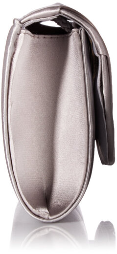 Jessica McClintock Angel Satin Tuxedo Flap Evening Clutch, Silver Silver One Size Fits All