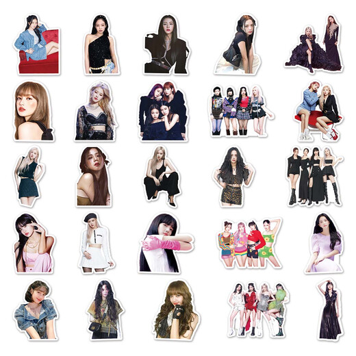 50张Blackpink全员明星写真周边贴纸 Lisa金智秀朴彩英 自粘不留胶防水装饰 咕卡手帐贴纸 【50张不重复】blackpink-677 5-8cm