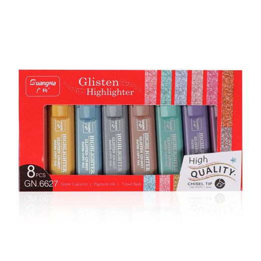Guangna 6627 Morandi Metallic Glitter High-Precision Score High-Precision Score High Eye Score auffälliger Marker Stift 8 Farbset