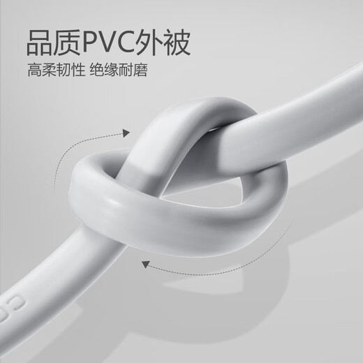 Bull wire original socket power cord 3-core two-core soft wire pure copper three-core 2-core sheathed wire 3C certified national standard rvv cable 2 core 1 square meter thick 1 meter (it takes a few meters to take a few uncut pieces)