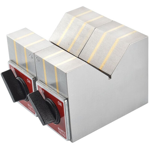 
XMSJ magnetic V-shaped block triangular stage magnetic V-shaped table marking with V-shaped iron 7-wire cutting magnet v-shaped block 12 Metal switch 12101*75*95mm