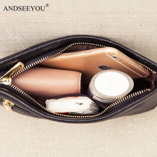 ANDSEEYOU品牌 手拿包女 新款时尚可放手机真皮单肩小挎包女软皮斜挎包 棕色