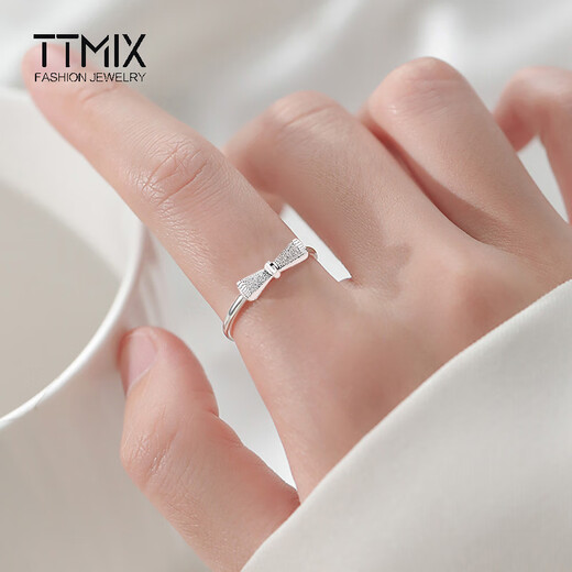 TTMIX platinum bow ring for women PT950 plain ring adjustable platinum wedding ring for girlfriend 1.7-1.9g