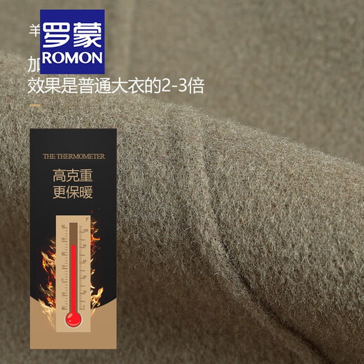ROMON high-end light luxury autumn and winter short double-sided wool coat for men Korean style slim and handsome casual woolen coat for men 96015 gray green (wool 68.2%) XL 155Jin Jin is equal to within 0.5 kg