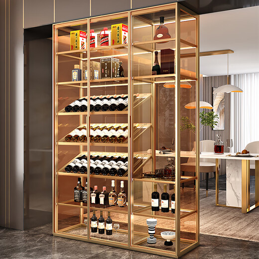 Double customized light luxury wine cabinet aluminum alloy cabinet simple modern red wine cabinet customized for home living room size can be customized with deposit double door