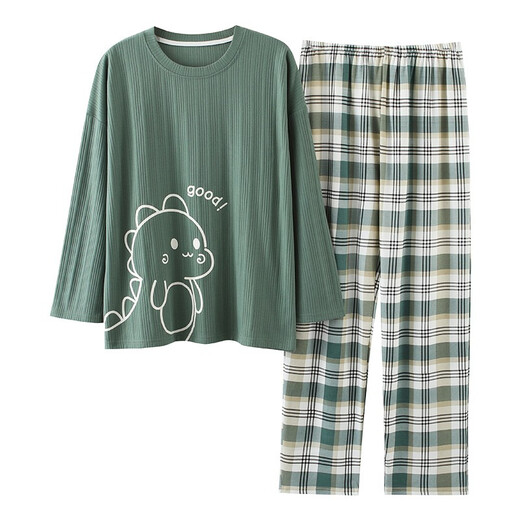 Un pijama de guifensiones para mujeres en otoño e invierno de algodón puro pantalones de manga larga set de dos piezas de dos piezas y otoño nuevo versión coreana lindo dibujos animados dulces fatelas sueltas de talla de talla de talla de talla para el hogar