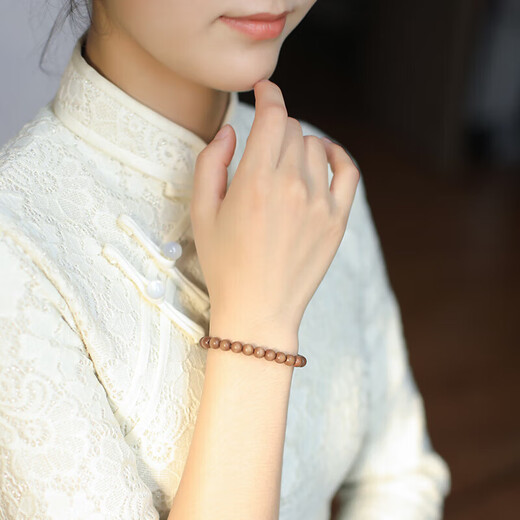 Moon seal Baichuan Laoshan Sandalwood Bracelet Sandalwood Bracelet Women's Black Meat Sandalwood Cultural Buddhist Bead Bracelet About 6mm