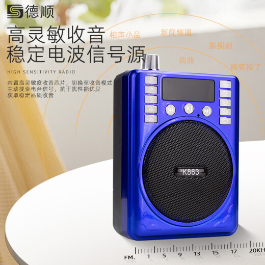 Deshun C3 Bluetooth radio amplifier multi-function FM broadcast portable wireless plug-in card U disk small external loop playback black recording model: radio amplifier