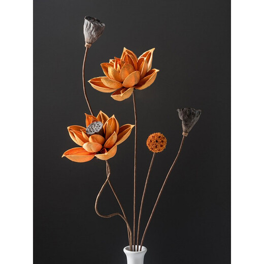 Bouquet of real flowers, decorative ornaments, lotus, air-dried lotus pod, natural lotus root, Zen flower arrangement, Chinese-style living room decoration, dried flower combination 5019, dried flower bag