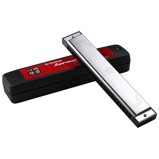 TOMBO imported high-level performance beginner polyphonic HOPE24 hole 6624P adult professional harmonica 24 hole 6624p silver metal lattice 12 pieces + universal harmonica bag VA-2412