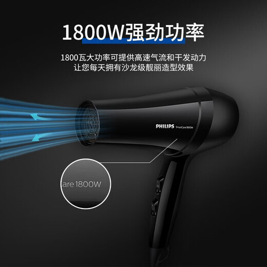 Philips (PHILIPS) household high-power hair dryer constant temperature quick-drying hair care salon professional hair dryer classic 1800W six-speed adjustment