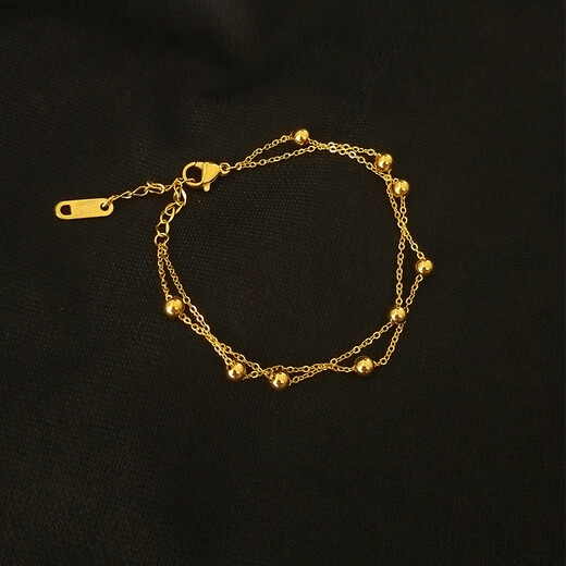 Olevo small golden bean double-layer bracelet for women 18K gold retro with simple new design high-end light luxury niche hand jewelry 18K gold