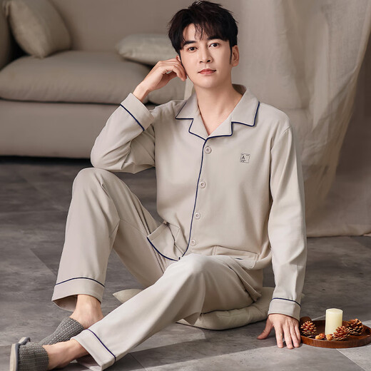 Modaler warmer Samt-Pyjama für Herren im Herbst und Winter, 24 neue warme Langarm-Hosen, Heimkleidung, Winter, dünner Samt, großer Anzug, 26M9195 L