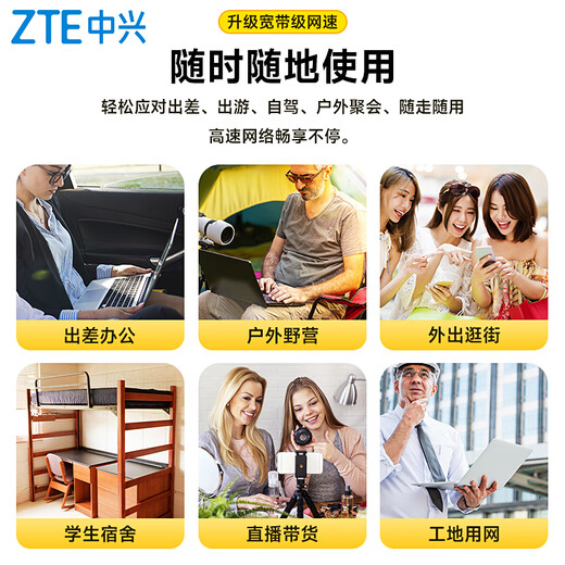 ZTE portable wifi free 1500G supports 5G 4G equipment card-free mobile accompanying unlimited portable wireless network card national universal traffic 2025 new product large-capacity battery ZTE Telecom version card-free - white ZTE self-developed chip - use anytime, anywhere