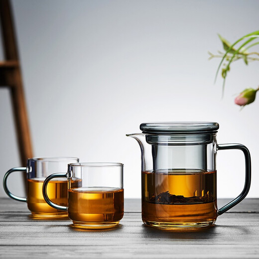 Mesni teapot glass teapot tea water separation thickened tropical filter tea set office household tea dispenser tea maker 320ml mok cup