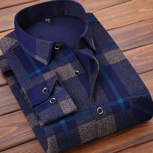 
In autumn and winter high-end men's warm shirt plus velvet thickened long-sleeved shirt dad middle-aged men's clothing 1/2 pieces 8 HB677 One-piece 2XL Suitable for 140Jin [Jin equals 0.5 kg]-159Jin [Jin equals 0.5 kg]
