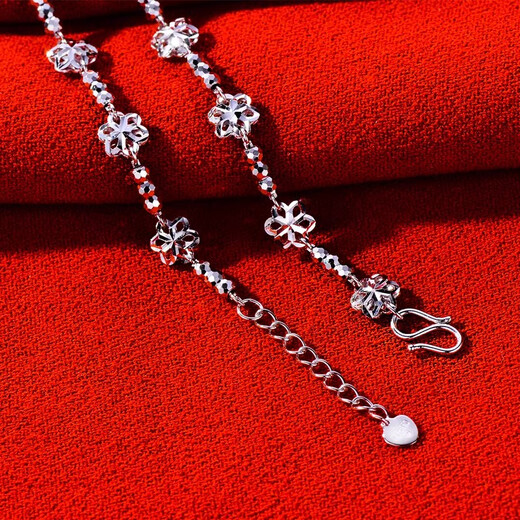 Yuan Shengfu's new PT950 fashionable flower bead platinum bracelet, authentic and versatile platinum bracelet for women, 4.78 grams, length 17-19CM