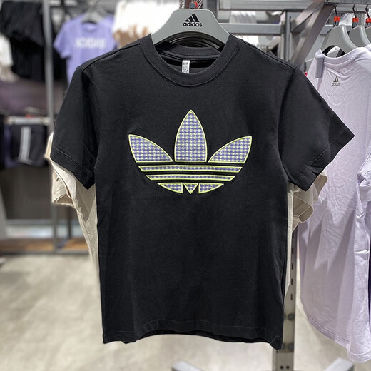 Adidas Clover Women's Summer Short-Sleeve T-Shirt Sportswear Fashion Comfortable Breathable Casual Round Neck Half-Sleeve Shirt HB9435 Black XS -32