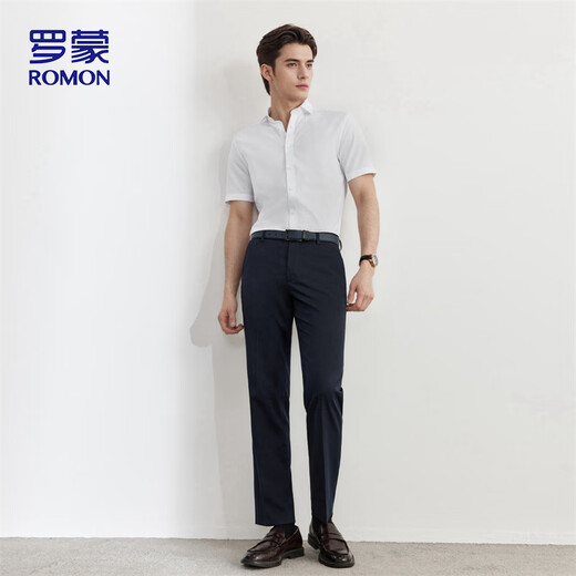 
ROMON short-sleeved shirt men's 2025 summer cool cotton top business casual formal wear white shirt MQ21 white 41