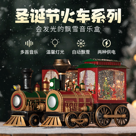 Mayjia Christmas gift box train rotating music music box children boys crystal lamp ornaments year-end blessing bag New Year's Eve