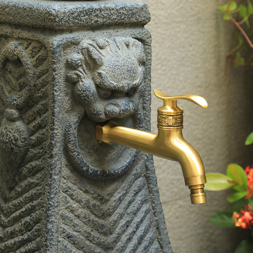 Kushifang courtyard balcony water plug mop pool outdoor garden decoration landscaping column faucet household floor-standing mop pool W055-2 Peaceful Joy column water plug with faucet