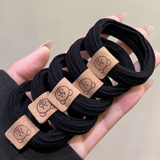 Jieweiyi seamless bear headband rubber band women's high elastic hair tie simple and durable high ponytail headwear BH-FQ106 black 3 pieces