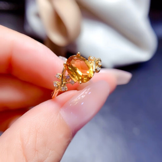 Fat Donglai same style citrine ring s925 silver Brazilian women 6*8mm
